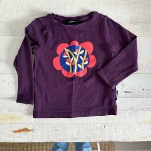 Merimekko Plum Purple Flower graphic top sz: 18M